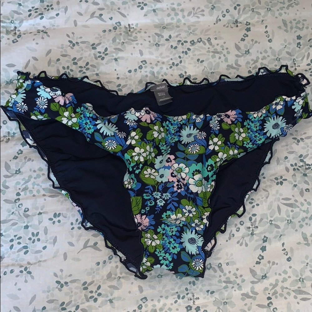 Aerie Floral Ruffle Bikini Bottoms